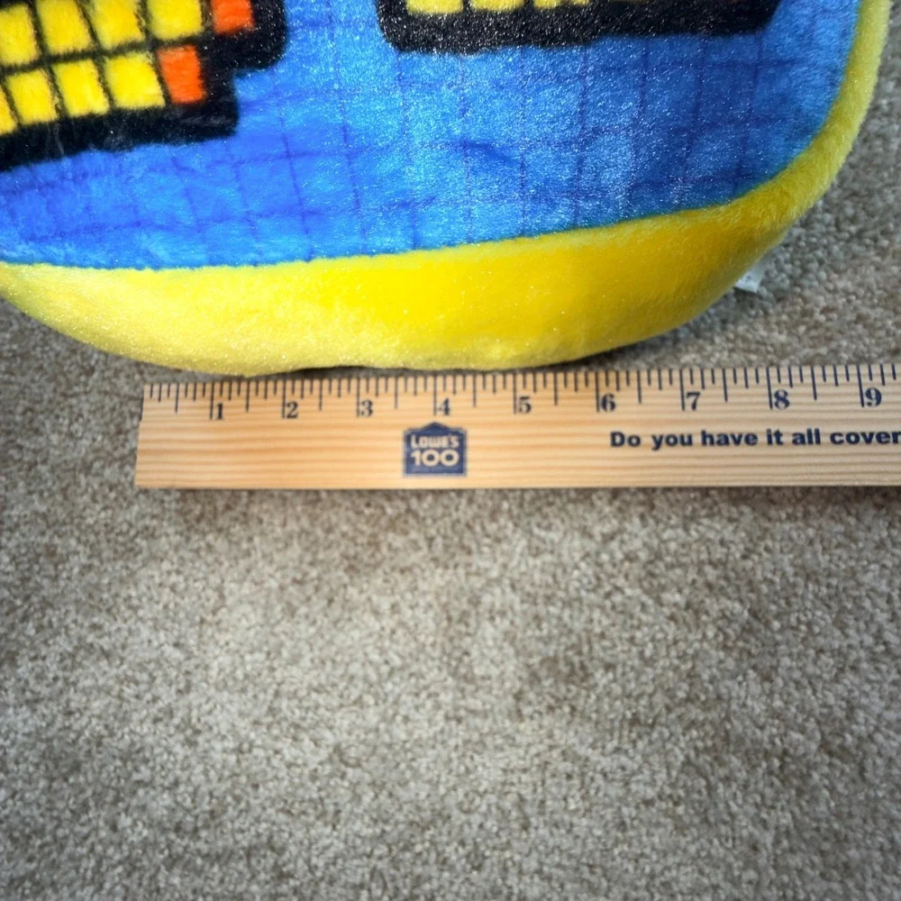 FAO Schwarz Pixel Game Over‎ Plush Pillow Retro 8-Bit Gaming Decor Blue Yellow